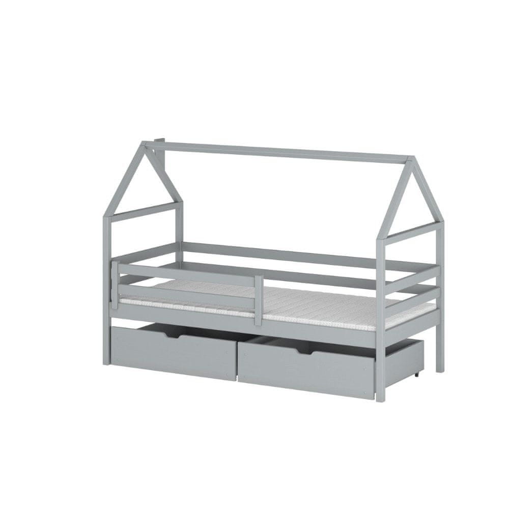 Veneti Detská posteľ so šuplíkmi ALIA - 90x200, šedá